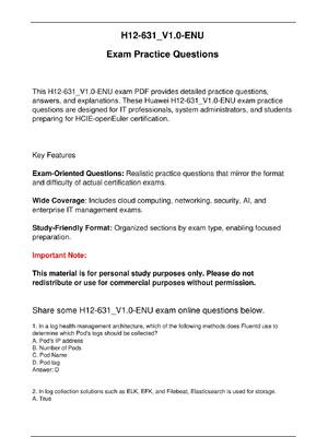 Preview image for H12 631 V1.0 Huawei Exam Practice Questions for HCIE-openEuler certification.