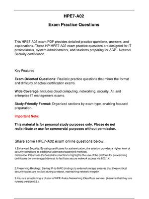 Preview image for HPE7 A02 HPE Exam Updated Practice Questions in June 2026  for ACP - Network  Security certification.