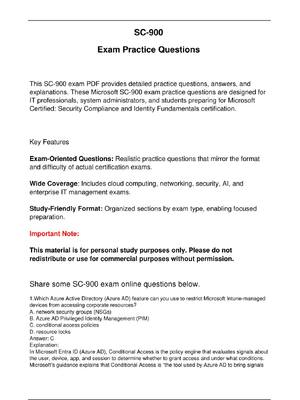 Preview image for SC 900 Microsoft Exam Updated Practice Questions in June 2026 for Microsoft  Certified: Security Compliance and Identity Fundamentals certification.
