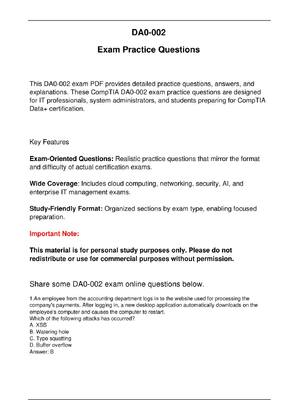 Preview of DA0 002 CompTIA Data+ Updated Practice Questions in June 2026 for CompTIA Data+ certificat
