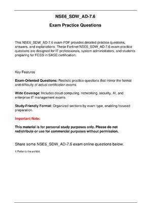 Preview of NSE6 SDW AD-7.6 Fortinet Exam Updated Practice Questions in June 2026 for FCSS in SASE cer