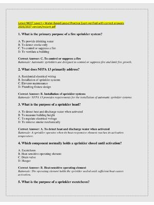 Preview of Latest NICET Level I – Water-Based Layout Practice Exam verified with correct answers  202
