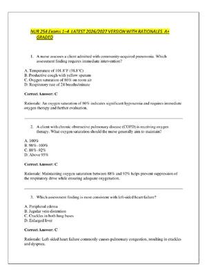 Preview of NUR 254 Exams 1–4  LATEST 2026/2027 VERSION WITH RATIONALES  A+  GRADED