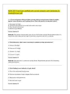 Preview of NURS 507 Final Exam verified with correct answers with rationales A+  Graded/instant pdf