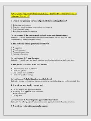 Preview of PCA Laws and Regulations Practice2026/2027  Exam with correct answers and  rationales /ins