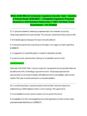 Preview of WGU D490 MSCIA Graduate Capstone Bundle Task 1 Section A Actual Exam 2026/2027 – Complete