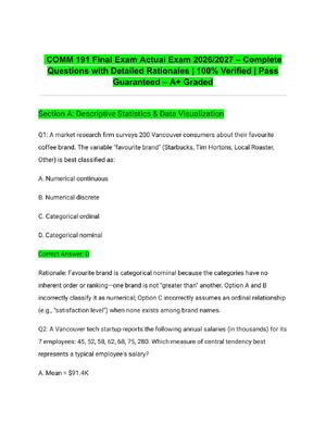 Preview of COMM 191 Final Exam Actual Exam 2026/2027 – Complete Questions with Detailed Rationales |