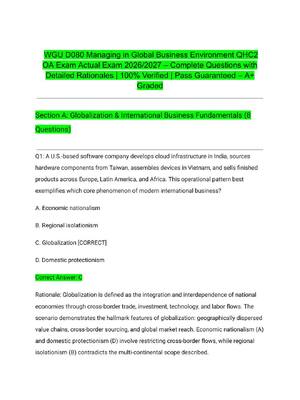 Preview of WGU D080 Managing in Global Business Environment QHC2 OA Exam Actual Exam 2026/2027 – Comp