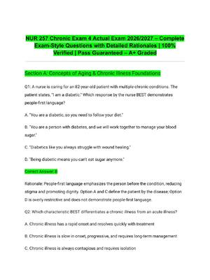 Preview of NUR 257 Chronic Exam 4 Actual Exam 2026/2027 – Complete Exam-Style Questions with Detailed