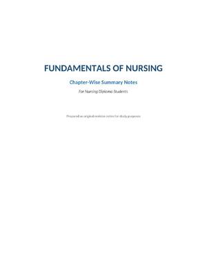 Preview of Test Bank For FUNDAMENTALS OF NURSING Chapter-Wise Summary Notes For Nursing Diploma Stude