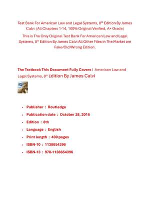 Preview image for Test Bank For American Law and Legal Systems, 8th Edition By James Calvi