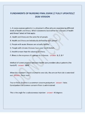 Preview image for FUNDAMENTS OF NURSING FINAL EXAM // FULLY UPDATED//  2026 VERSION