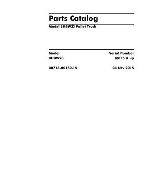 Preview of Toyota 8HBW23 Pallet Jack Forklift Truck Parts Catalog Manual