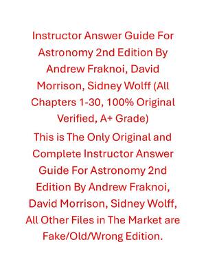 Preview of Instructor Answer Guide Astronomy 2nd Edition By Andrew Fraknoi, David Morrison, Sidney Wo