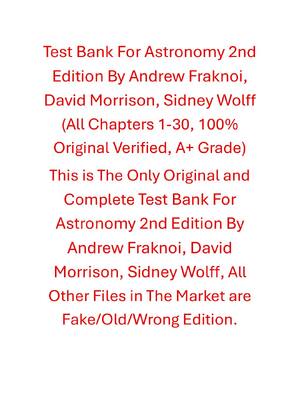 Preview of Test Bank Astronomy 2nd Edition By Andrew Fraknoi, David Morrison, Sidney Wolff