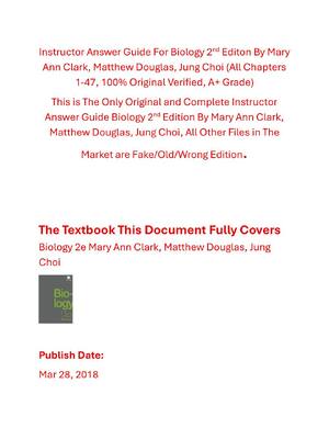 Preview of Instructor Answer Guide Biology 2nd Edition By Mary Ann Clark, Matthew Douglas, Jung Choi