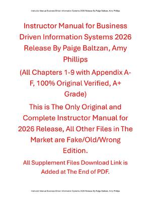 Preview of Instructor Manual Business Driven Information Systems 2026 Release By Paige Baltzan, Amy P