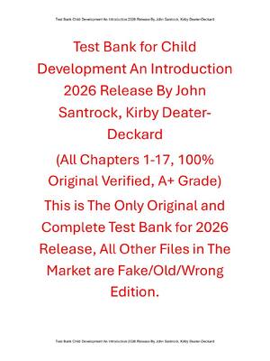 Preview of Test Bank Child Development An Introduction 2026 Release By John Santrock, Kirby Deater-De