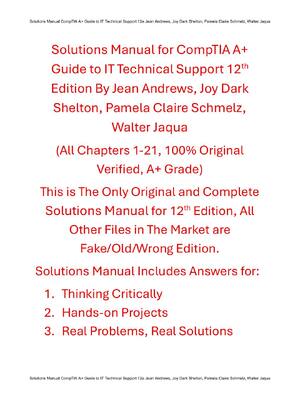 Preview of Solutions Manual CompTIA A+ Guide to IT Technical Support 12th Edition By Jean Andrews, Jo