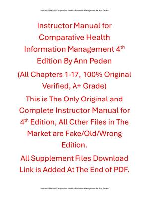 Preview of Instructor Manual Comparative Health Information Management 4th Edition By Ann Peden