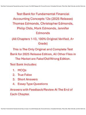 Preview of Test Bank Fundamental Financial Accounting Concepts 12th Edition (2025 Release) By Thomas