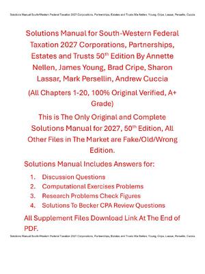 Preview of Solutions Manual South-Western Federal Taxation 2027 Corporations, Partnerships, Estates a