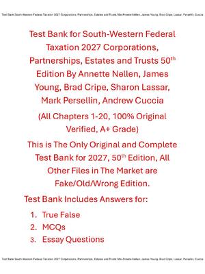 Preview of Test Bank South-Western Federal Taxation 2027 Corporations, Partnerships, Estates and Trus