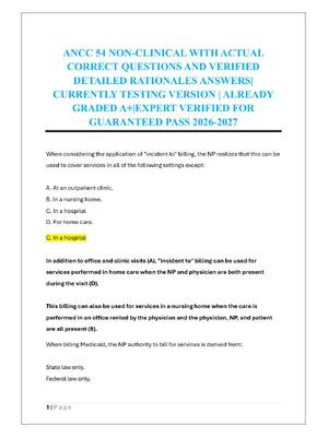 Preview of ANCC 54 NON-CLINICAL EXAM