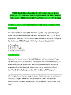 Preview of TNCC 8th Edition Provider Certification Actual Exam 2026/2027 – Complete Exam-Style Questi
