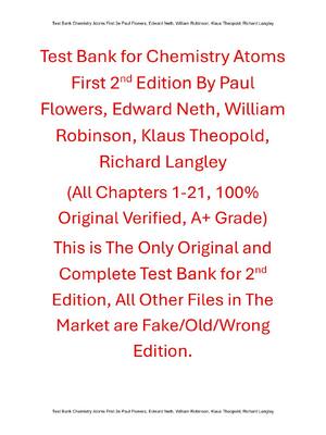 Preview of Test Bank For Chemistry Atoms First 2nd Edition By Paul Flowers, Edward Neth, William Robi