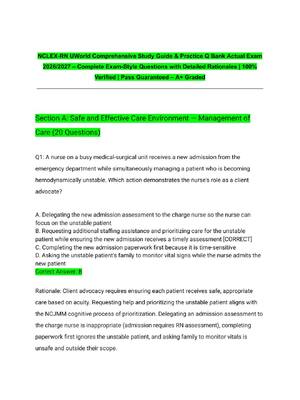 Preview of NCLEX-RN UWorld Comprehensive Study Guide & Practice Q Bank Actual Exam 2026/2027 – Comple