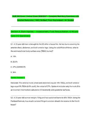 Preview of NUR 265 Exam 3 Actual Exam 2026/2027 – Complete Med-Surg Questions with Detailed Rationale