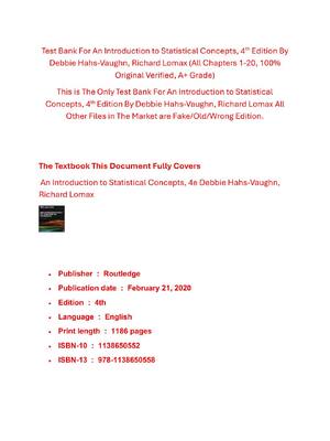 Preview of Test Bank For An Introduction to Statistical Concepts, 4th Edition By Debbie Hahs-Vaughn,
