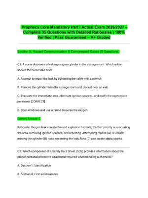 Preview of Prophecy Core Mandatory Part I Actual Exam 2026/2027 – Complete 35 Questions with Detailed