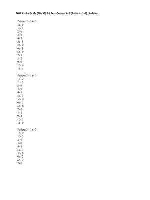 Preview image for NIH Stroke Scale (NIHSS) All Test Groups A-F (Patients 1-6) Updated