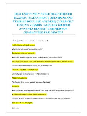 Preview of HESI EXIT FAMILY NURSE PRACTITIONER  EXAM