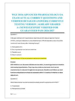 Preview of WGU D116 ADVANCED PHARMACOLOGY OA  EXAM