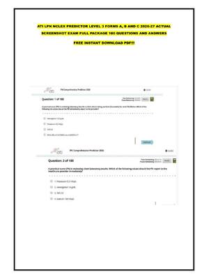Preview image for ATI LPN NCLEX PREDICTOR LEVEL 3 FORMS A, B AND C 2026-27 ACTUAL  SCREENSHOT EXAM