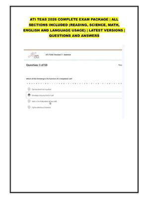 Preview of ATI TEAS 2026 COMPLETE EXAM PACKAGE | ALL  SECTIONS INCLUDED