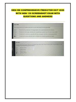 Preview of HESI RN COMPREHENSIVE PREDICTOR EXIT 2026  WITH NGN 130 SCREENSHOT EXAM WITH  QUESTIONS AN