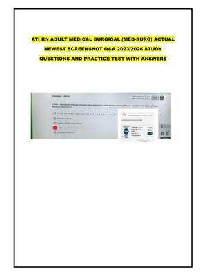 Preview of ATI RN ADULT MEDICAL SURGICAL (MED-SURG) ACTUAL  NEWEST SCREENSHOT Q&A
