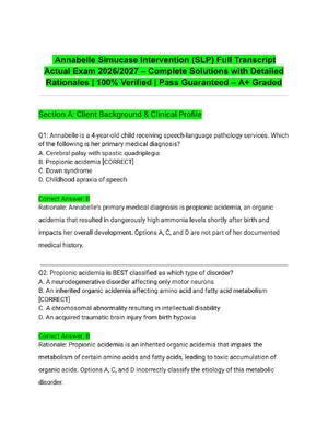 Preview of Annabelle Simucase Intervention (SLP) Full Transcript Actual Exam 2026/2027 – Complete Sol