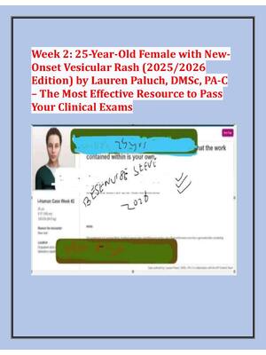 Preview image for Week 2: 25-Year-Old Female with New Onset Vesicular Rash (2025/2026  Edition) by Lauren Paluch, DMSc, PA-C – The Most Effective Resource to Pass  Your Clinical Exams