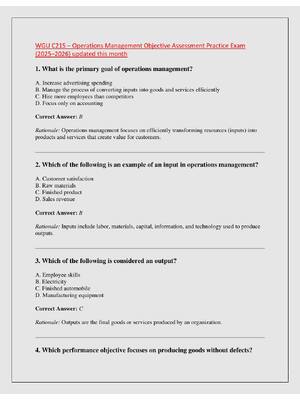Preview of WGU C215 – Operations Management Objective Assessment Practice Exam  (2025–2026) updated t