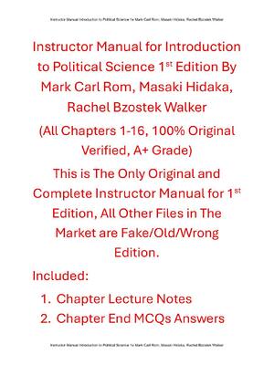 Preview image for Instructor's Manual For Introduction to Political Science 1st Edition By Mark Carl, Rom Masaki, Hidaka Rachel, Bzostek Walker