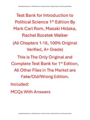 Preview image for Test Bank For Introduction to Political Science 1st Edition By Mark Carl Rom, Masaki Hidaka, Rachel Bzostek Walker