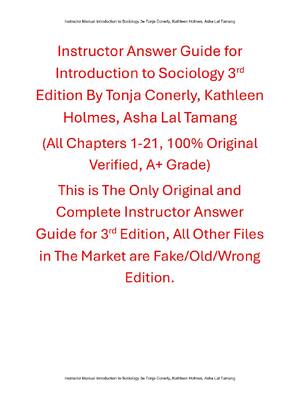 Preview of Instructor Answer Guide for Introduction to Sociology 3rd Edition By Tonja Conerly, Kathle