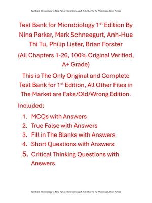 Preview of Test Bank for Microbiology 1st Edition By Nina Parker, Mark Schneegurt, Anh-Hue Thi Tu, Ph