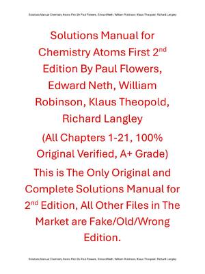 Preview of Solutions Manual Chemistry Atoms First 2nd Edition By Paul Flowers, Edward Neth, William R
