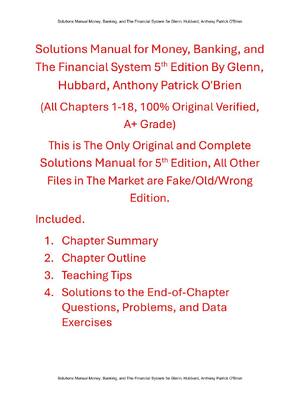 Preview of Solutions Manual For Money, Banking, and The Financial System 5th Edition By Glenn Hubbard